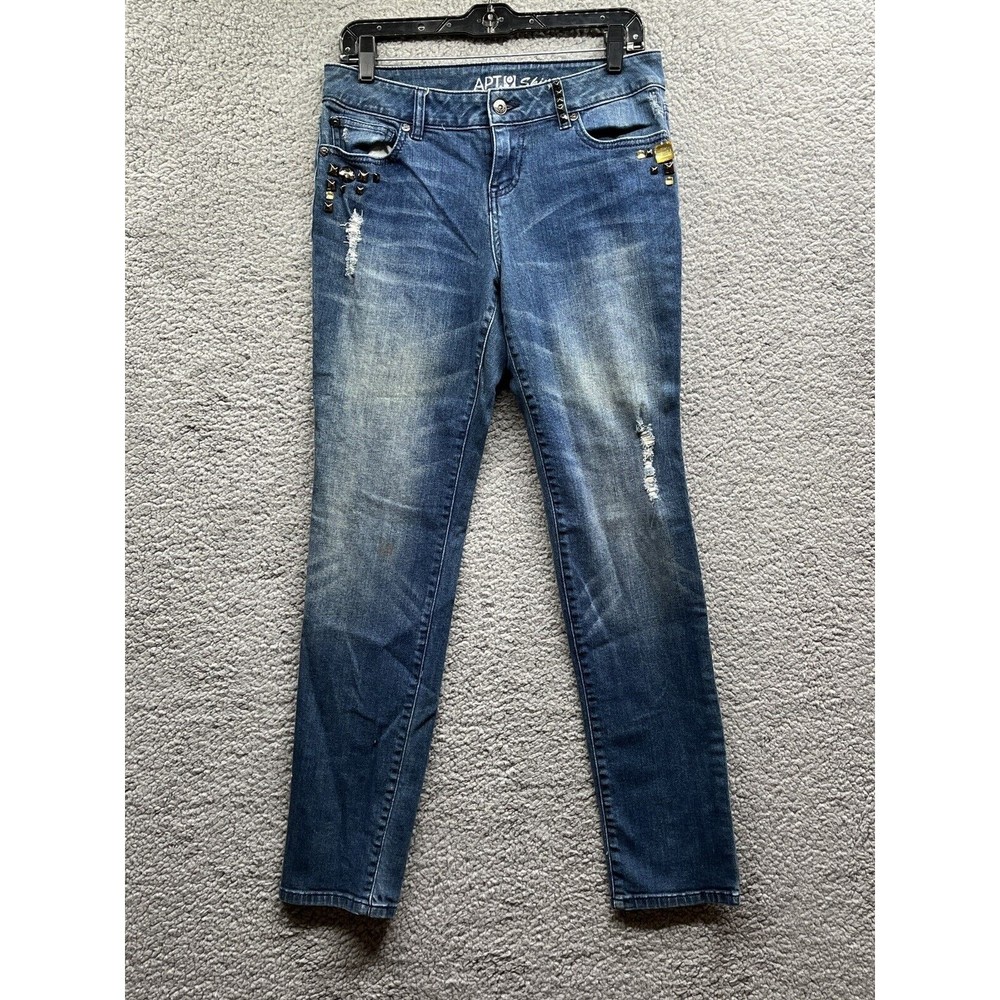 Apt. 9 Jeweled Studded Bootcut "Maxwell Fit" 8 Women Mid Rise Denim Skinny Jean